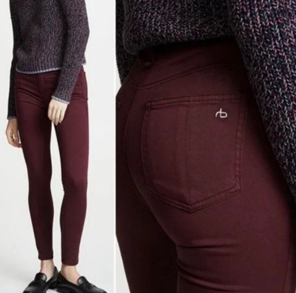 Rag & Bone Skinny Jeans In Burgandy sz 29 (28 x 32 )